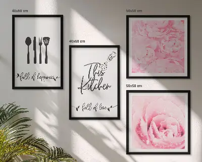 Wanddeko-Set mit zarten Rosenblüten für die Küche