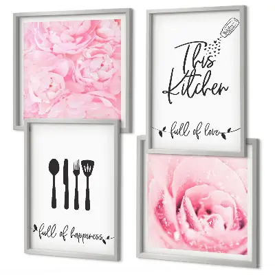 Wanddeko-Set mit zarten Rosenblüten für die Küche