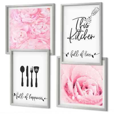 Wanddeko-set Zarte Rosenblüten für die Küche