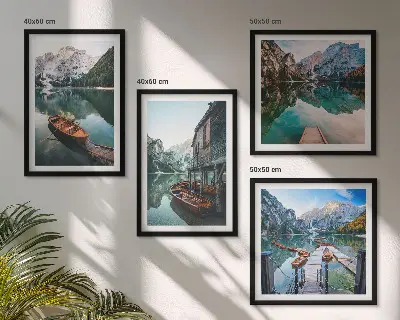 Wanddeko-Set mit Motiven von See, Bergen, Booten und Ferienhaus