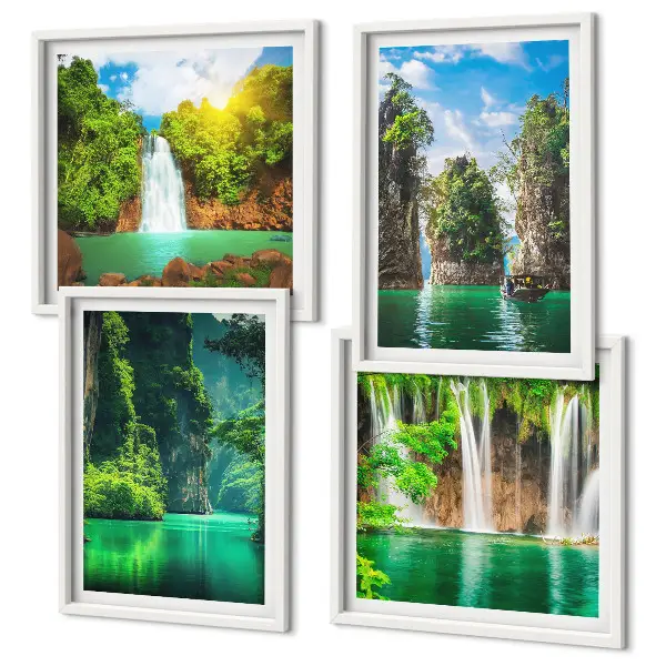 Wanddeko-Set grüne Landschaften und Wasserfälle