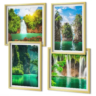 Wanddeko-Set grüne Landschaften und Wasserfälle