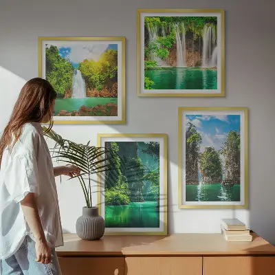 Wanddeko-Set grüne Landschaften und Wasserfälle