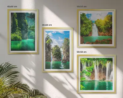 Wanddeko-Set grüne Landschaften und Wasserfälle