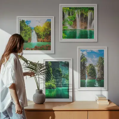 Wanddeko-Set grüne Landschaften und Wasserfälle