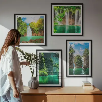 Wanddeko-Set grüne Landschaften und Wasserfälle
