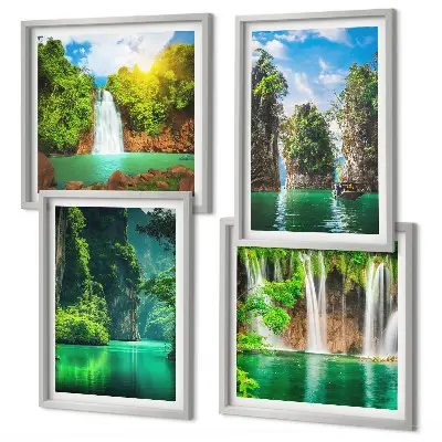 Wanddeko-Set grüne Landschaften und Wasserfälle