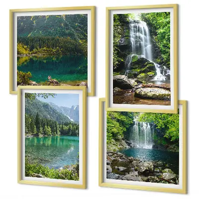Wanddeko-Set mit Wasserfällen in grüner Umgebung
