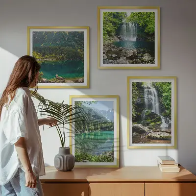 Wanddeko-Set mit Wasserfällen in grüner Umgebung