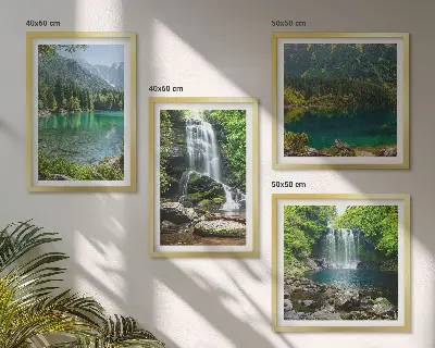 Wanddeko-Set mit Wasserfällen in grüner Umgebung