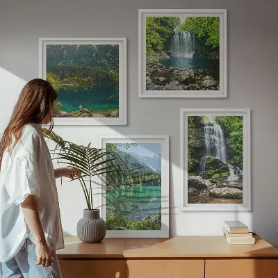 Wanddeko-Set mit Wasserfällen in grüner Umgebung