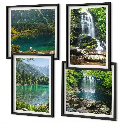 Wanddeko-Set mit Wasserfällen in grüner Umgebung