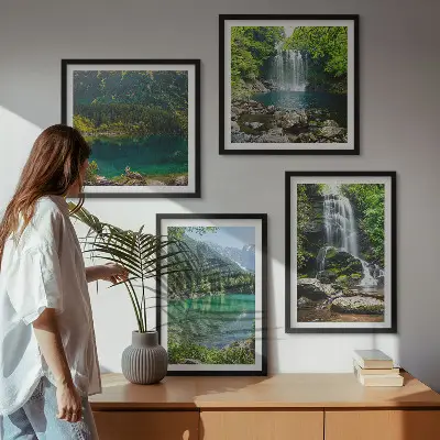 Wanddeko-Set mit Wasserfällen in grüner Umgebung