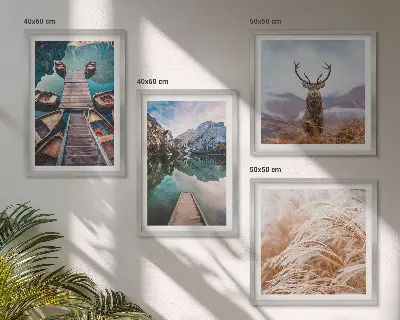 Wanddeko-Set mit Motiven von Seebooten Hirschen und Bergen