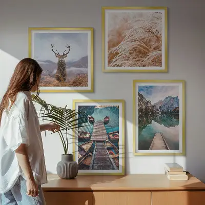 Wanddeko-Set mit Motiven von Seebooten Hirschen und Bergen