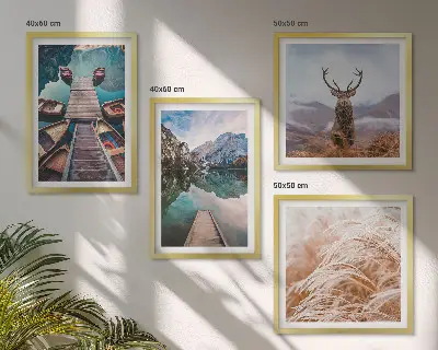 Wanddeko-Set mit Motiven von Seebooten Hirschen und Bergen