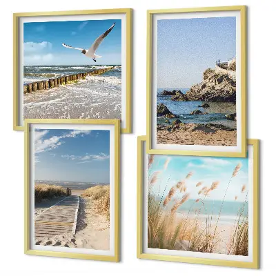 Wanddeko-Set mit Motiv Strand, Holzsteg und Klippen