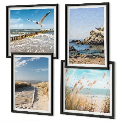 Wanddeko-Set mit Motiv Strand, Holzsteg und Klippen