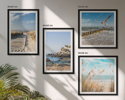 Wanddeko-set Strand Holzsteg Klippen