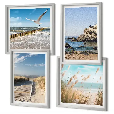 Wanddeko-Set mit Motiv Strand, Holzsteg und Klippen