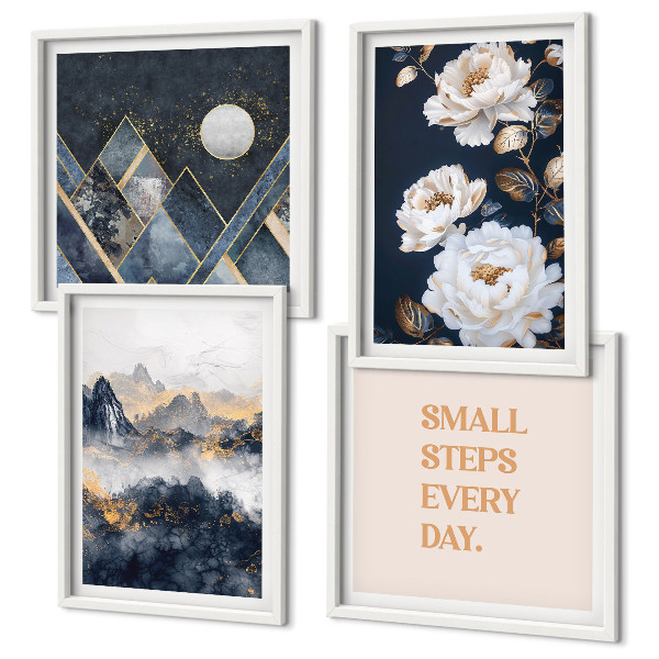 Wanddeko-set Abstrakte Berge und Blumen Inspiration