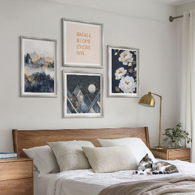 Wanddeko-set Abstrakte Berge und Blumen Inspiration