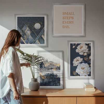 Wanddeko-set Abstrakte Berge und Blumen Inspiration