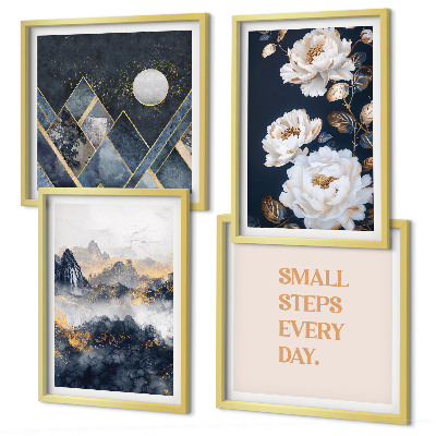 Wanddeko-set Abstrakte Berge und Blumen Inspiration
