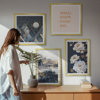 Wanddeko-set Abstrakte Berge und Blumen Inspiration