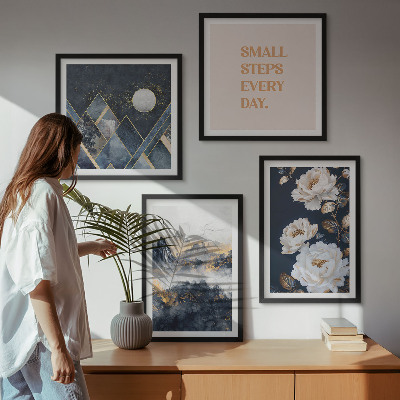 Wanddeko-set Abstrakte Berge und Blumen Inspiration