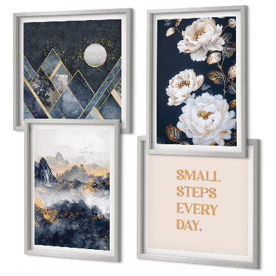 Wanddeko-set Abstrakte Berge und Blumen Inspiration