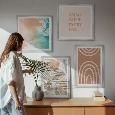 Zarte Boho-Blätterschrift Polyptychon mit Rahmen