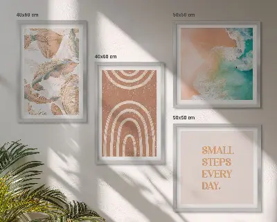Zarte Boho-Blätterschrift Polyptychon mit Rahmen