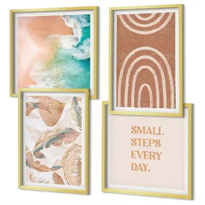 Zarte Boho-Blätterschrift Polyptychon mit Rahmen