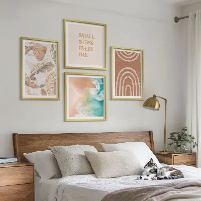 Zarte Boho-Blätterschrift Polyptychon mit Rahmen