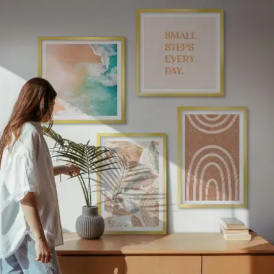 Zarte Boho-Blätterschrift Polyptychon mit Rahmen