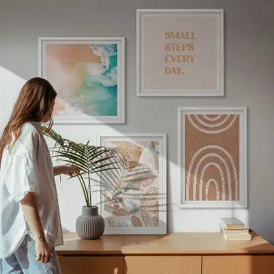 Zarte Boho-Blätterschrift Polyptychon mit Rahmen