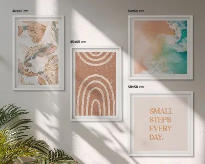 Zarte Boho-Blätterschrift Polyptychon mit Rahmen