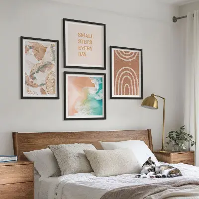Zarte Boho-Blätterschrift Polyptychon mit Rahmen
