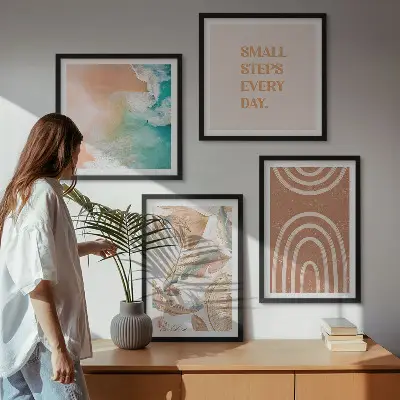 Zarte Boho-Blätterschrift Polyptychon mit Rahmen