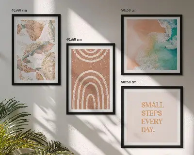 Zarte Boho-Blätterschrift Polyptychon mit Rahmen