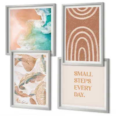 Zarte Boho-Blätterschrift Polyptychon mit Rahmen