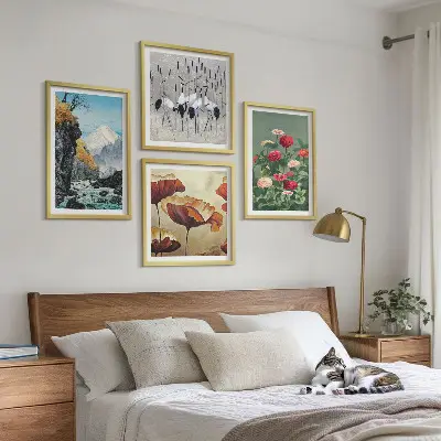 Wanddeko-Set mit Motiven von Bergen, Wasserfällen, Vögeln und Blumen