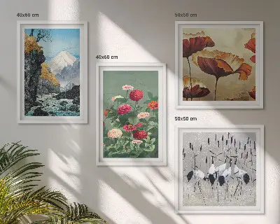 Wanddeko-Set mit Motiven von Bergen, Wasserfällen, Vögeln und Blumen