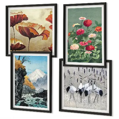 Wanddeko-Set mit Motiven von Bergen, Wasserfällen, Vögeln und Blumen