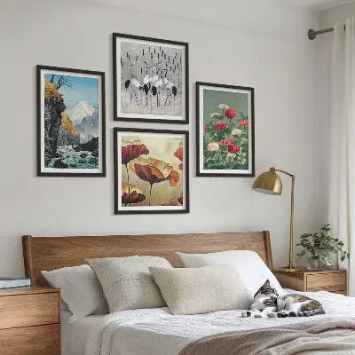 Wanddeko-Set mit Motiven von Bergen, Wasserfällen, Vögeln und Blumen