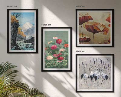 Wanddeko-set Berge, Wasserfälle, Vögel, Blumen