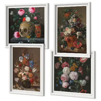 Blumenarrangements in Vasen als gerahmtes Polyptychon