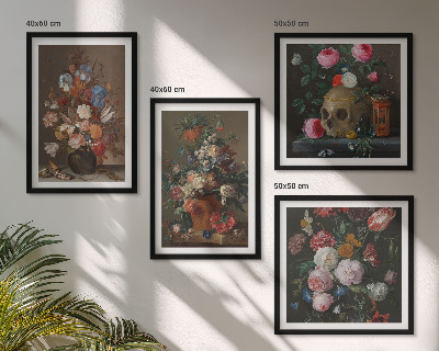 Polyptychon mit rahmen Blumenarrangements in Vasen