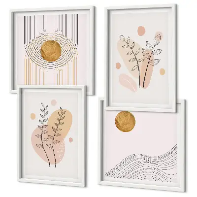 Wanddeko-Set mit minimalistischen Pflanzenzeichnungen